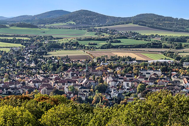 L&ouml;bau, Blick vom K&ouml;nig-Friedrich-August-Turm, Kaminholz kaufen in L&ouml;bau